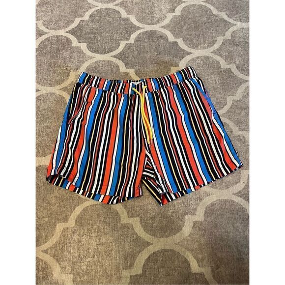 Forever 21 mens striped swim trunk’s drawstring waist size large - Picture 1 of 8